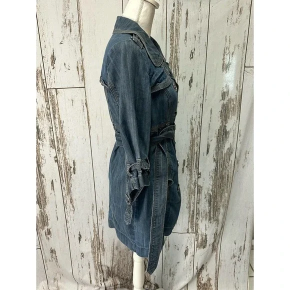 Christopher Banks Long Double Breasted Jean Jacket - Picture 2 of 4